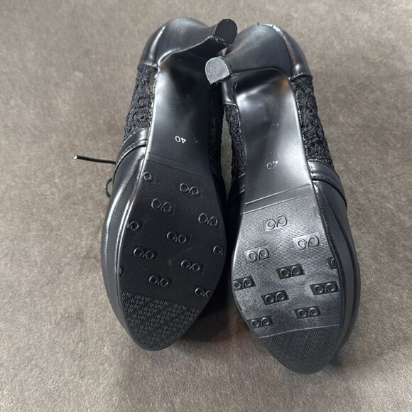 Women’s Black High Heel Lace Up Booties with Lace Detail EU40 Size 9/9.5 US NEW - Picture 10 of 12